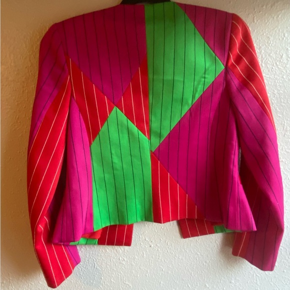 Koos Van Den Akker Neiman Marcus 80s wool color patchwork cropped jacket - Picture 3 of 8